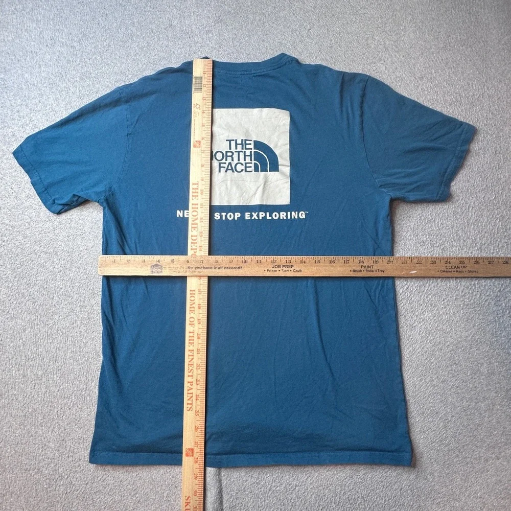 The North Face T-Shirt Mens L Blue Box Logo Never Stop Exploring Short‎ Sleeve